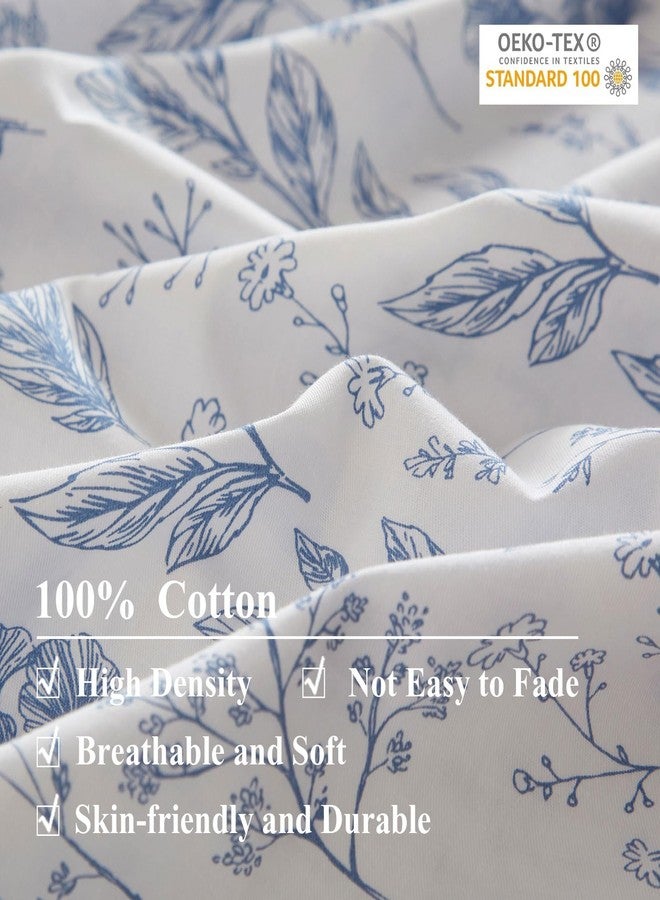 EAVD Vintage Style Garden Floral Cotton Duvet Cover King White Boho Floral Bedding Set Chic Fresh Cottagecore Botanical Duvet Cover with Zipper Aesthetic Floral Comforter Cover with 2 Pillowcases - Image 4