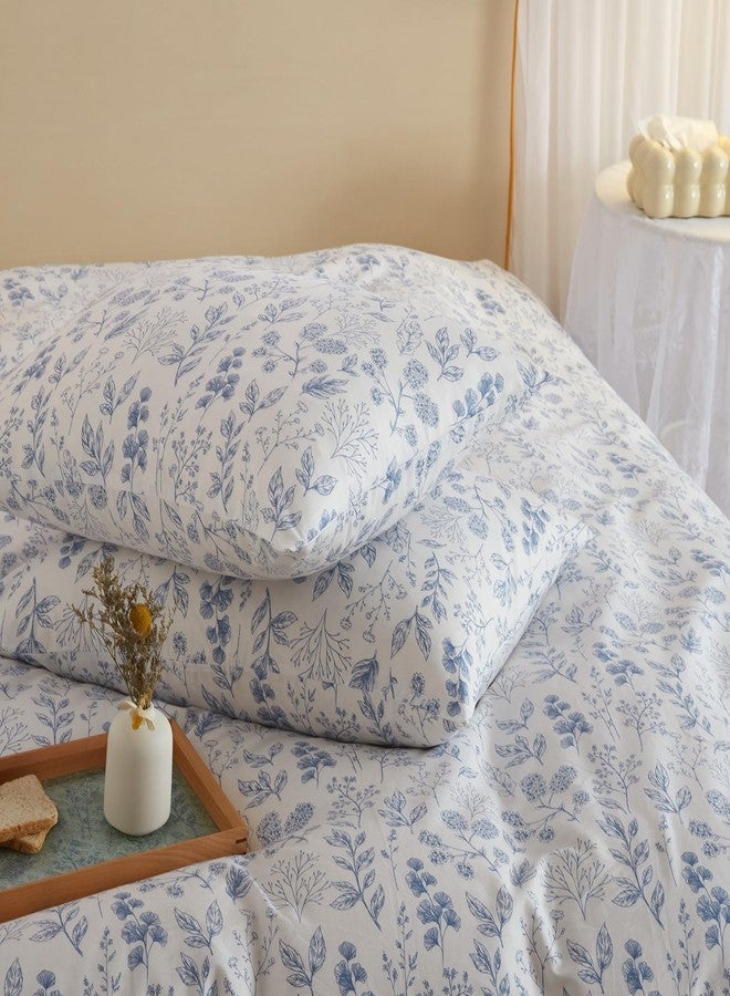 EAVD Vintage Style Garden Floral Cotton Duvet Cover King White Boho Floral Bedding Set Chic Fresh Cottagecore Botanical Duvet Cover with Zipper Aesthetic Floral Comforter Cover with 2 Pillowcases - Image 5