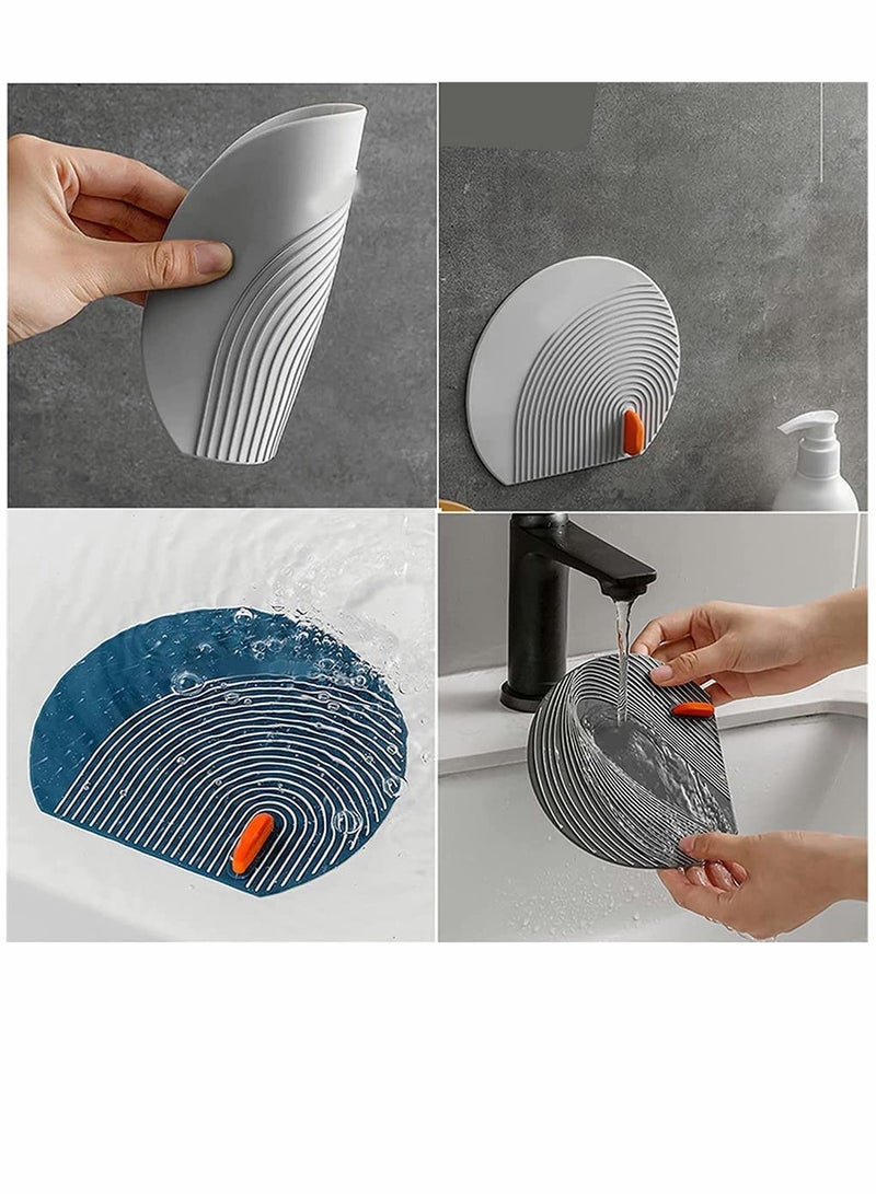 KASTWAVE Silicone Floor Drain Cover Blue 6 in 15cm 2 Pcs Tub Stopper Floor Anti Odor Mat Drain Cover for Shower Floor Anti Cockroach Deodorizing Drain Cover with Handle for Kitchen Laundry Toilet - Image 2