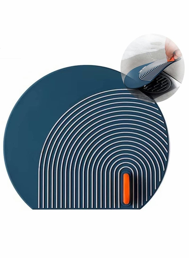 KASTWAVE Silicone Floor Drain Cover Blue 6 in 15cm 2 Pcs Tub Stopper Floor Anti Odor Mat Drain Cover for Shower Floor Anti Cockroach Deodorizing Drain Cover with Handle for Kitchen Laundry Toilet - Image 1