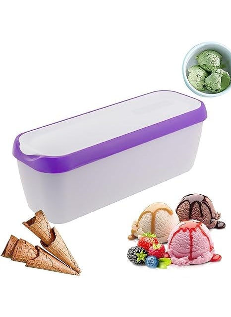 Besillia Besillia Ice Cream Containers with lids Double Insulated Reusable Plastic Container Stackable Storage Containers for Freezer Shelves Purple 1  - Image 1