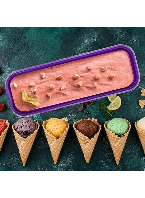 Besillia Besillia Ice Cream Containers with lids Double Insulated Reusable Plastic Container Stackable Storage Containers for Freezer Shelves Purple 1  - Image 5