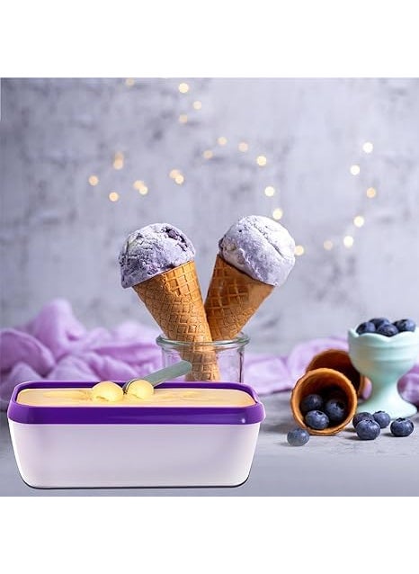 Besillia Besillia Ice Cream Containers with lids Double Insulated Reusable Plastic Container Stackable Storage Containers for Freezer Shelves Purple 1  - Image 4