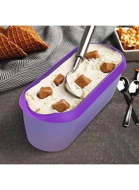 Besillia Besillia Ice Cream Containers with lids Double Insulated Reusable Plastic Container Stackable Storage Containers for Freezer Shelves Purple 1  - Image 3