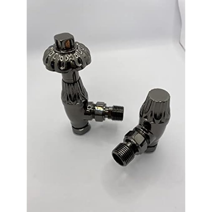 THERMOSTATIC RADIATOR VALVES - ANGLED BLACK NICKEL WESTMINSTER RADIATOR TRV - TRADITIONAL DESIGN 1/2" X 15MM METAL HEAD RADIATOR VALVES - Image 3