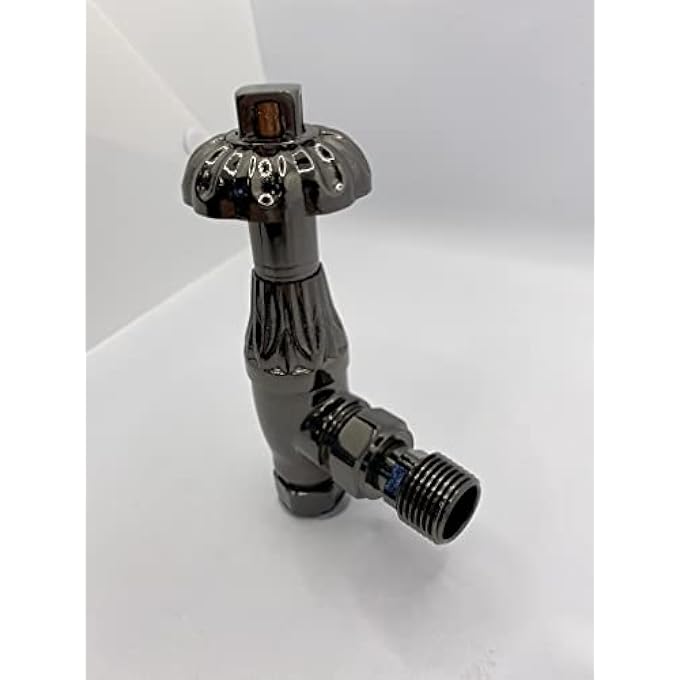 THERMOSTATIC RADIATOR VALVES - ANGLED BLACK NICKEL WESTMINSTER RADIATOR TRV - TRADITIONAL DESIGN 1/2" X 15MM METAL HEAD RADIATOR VALVES - Image 2