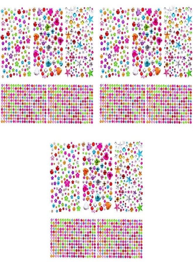 MAYCREATE® 5 Sheet Gem Stickers Rhinestones Acrylic Color Self Adhesive Face Jewels for Women Girls Kids DIY Crafts Makeup Nail Art Sketchbook Decorations 15PCS - Image 1