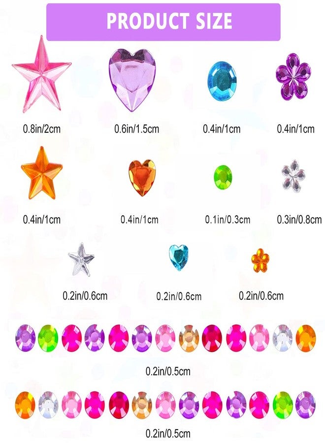 MAYCREATE® 5 Sheet Gem Stickers Rhinestones Acrylic Color Self Adhesive Face Jewels for Women Girls Kids DIY Crafts Makeup Nail Art Sketchbook Decorations 15PCS - Image 2