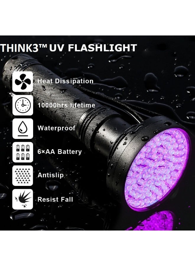 مصباح يدوي بالأشعة فوق البنفسجية 100 LED، مصباح يدوي بالأشعة فوق البنفسجية مع نظارات واقية من الأشعة فوق البنفسجية، مصباح يدوي بالأشعة فوق البنفسجية 395 نانومتر، كاشف مصباح يدوي بالأشعة فوق البنفسجية لرؤية بقع بول الحيوانات الأليفة على السجاد/الأرضية، راتنج، التخييم، كبير - Image 4