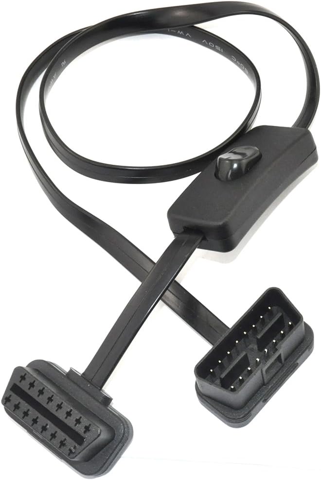 OLLGEN OBD 2 Cable Cord, Ultra Slim 16 Pin M/F OBDII Extension Cable with Power Switch, 70cm / 2.3feet - Image 2