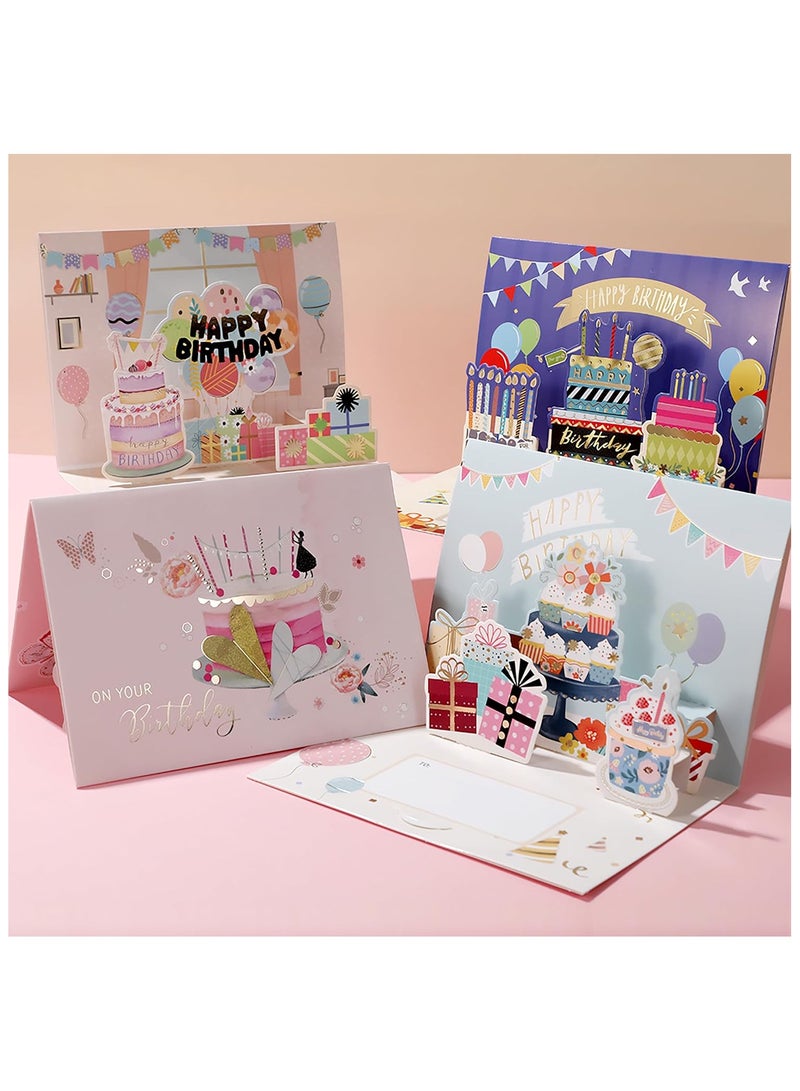BenQuand Pop Up Birthday Cards, Cute Cartoon Birthday Cake & Gift Box Greeting Cards with Envelopes, Handmade Foldable Celebration Cards for Women, Men, Kids, Daughter, Son, Mom, Friend - Image 3