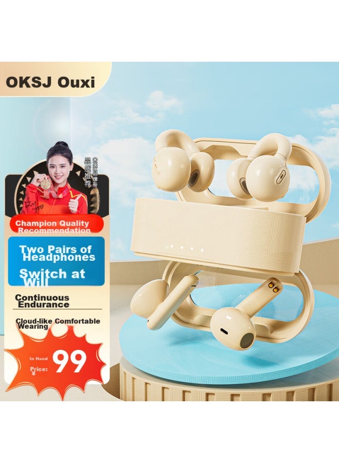Oksj Bluetooth Headphones, Bone Conduction Concept Ear Clip-style Wireless Sports Open Non-in Noise-cancelling, Mini Sports Running Cycling Calling - Image 1