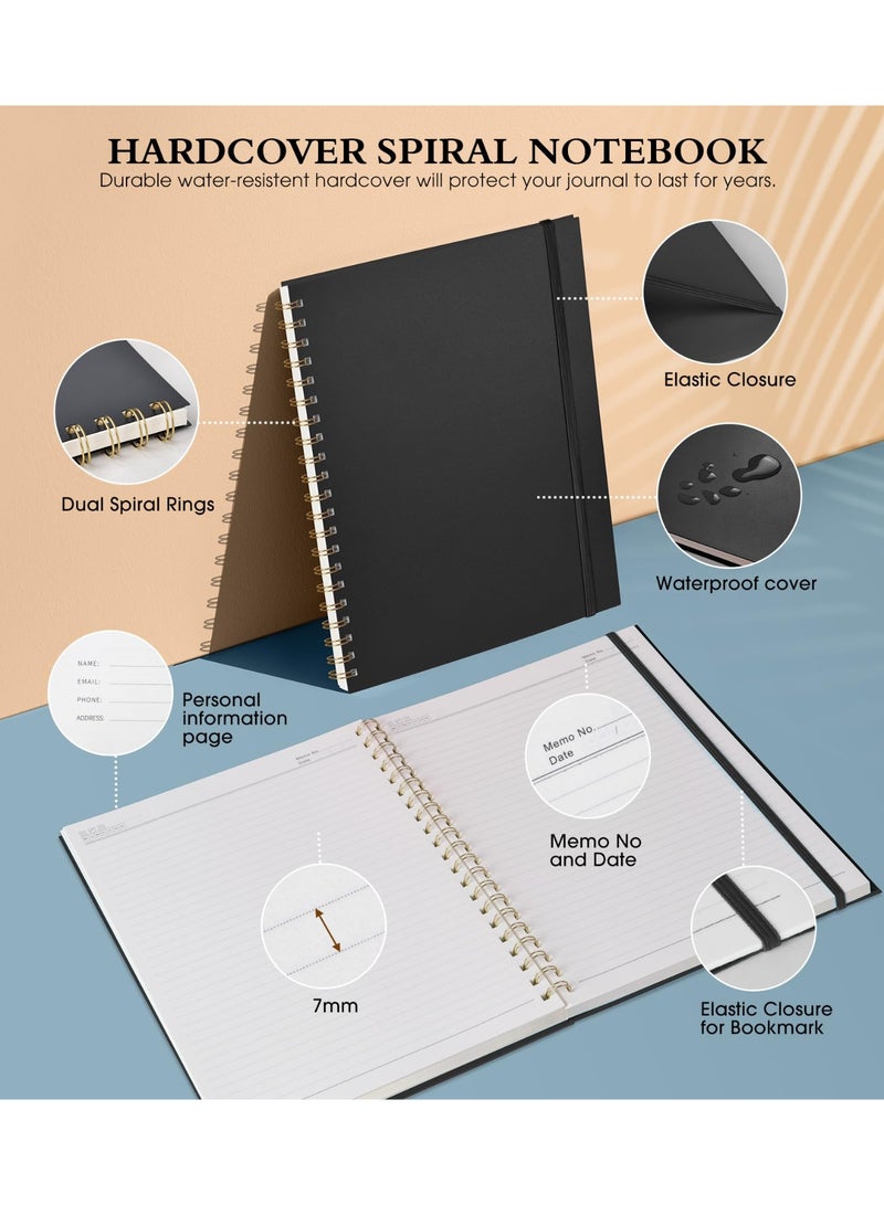 A4 Spiral Notebook Journal, 8.5 x 11 Inch College Ruled Lined Notebook, 100 GSM Paper, Plastic Hardcover, Black - Image 2