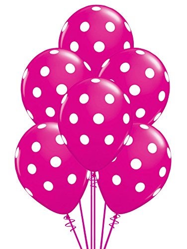 Qualatex Big Polka Dots WhiteWild Berry Biodegradable Latex Balloons 11Inches 12Units - Image 1