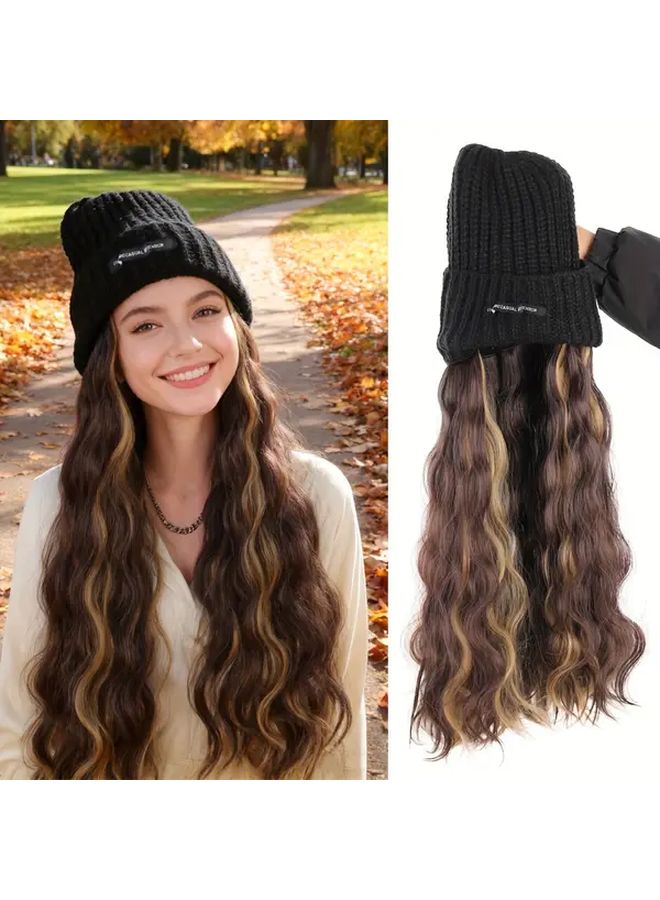 Black 22inch Curly Wig Woman Synthetic Hair No Maintenance Needed - Image 1