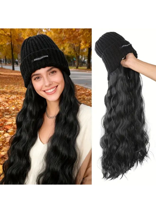 Black 22inch Curly Wig Woman Synthetic Hair No Maintenance Needed - Image 2