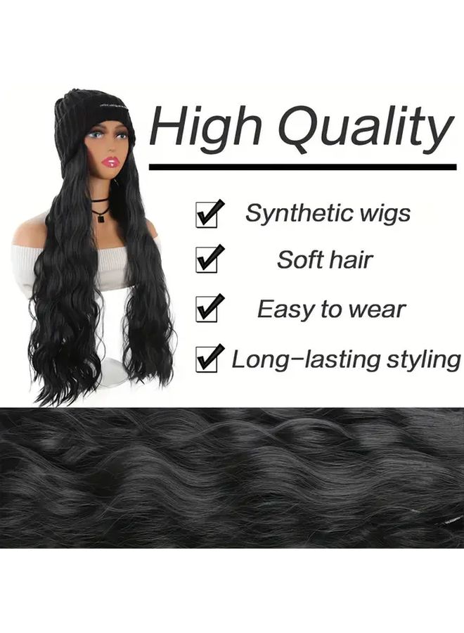 Black 22inch Curly Wig Woman Synthetic Hair No Maintenance Needed - Image 3