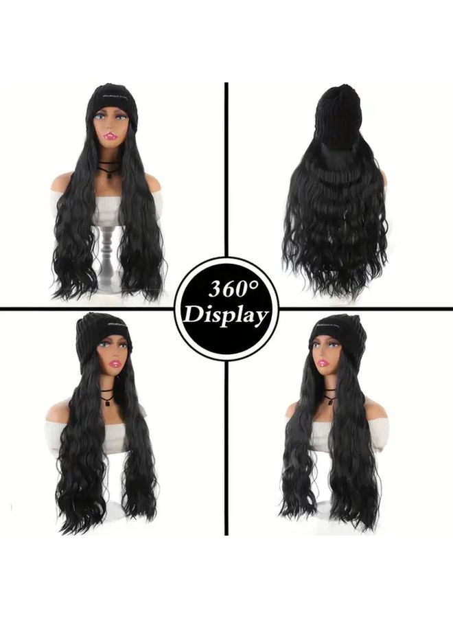 Black 22inch Curly Wig Woman Synthetic Hair No Maintenance Needed - Image 5