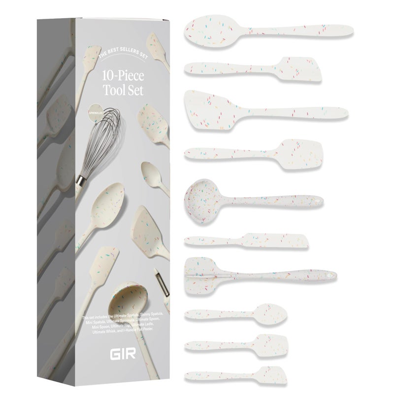 GIR Get It Right 10Piece Silicone Ultimate Kitchen Utensil Set Spatulas Ladle Flip Spoons Whisk Peeler Spoonula Nonstick NonToxic HeatResistant Sprinkles - Image 2
