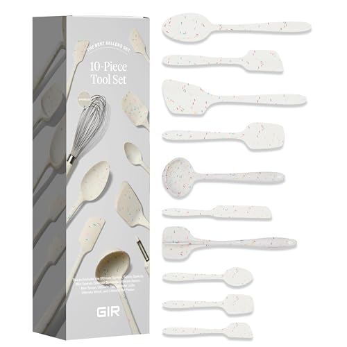 GIR Get It Right 10Piece Silicone Ultimate Kitchen Utensil Set Spatulas Ladle Flip Spoons Whisk Peeler Spoonula Nonstick NonToxic HeatResistant Sprinkles - Image 1