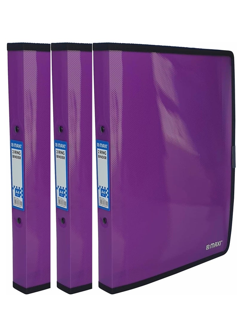 Maxi 3-Piece A4 Size Two Ring Binder Purple  - Image 1