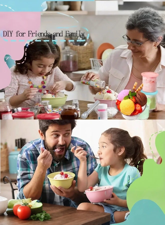 Jourvent 4-Pack Ice Cream Pints with Lids, Compatible with Ninja CREAMI NC300 & NC299AMZ Series, BPA-Free Freezer Containers with Metal Scoop & 4 Spoons for Homemade Sorbet & Milkshakes - Image 5