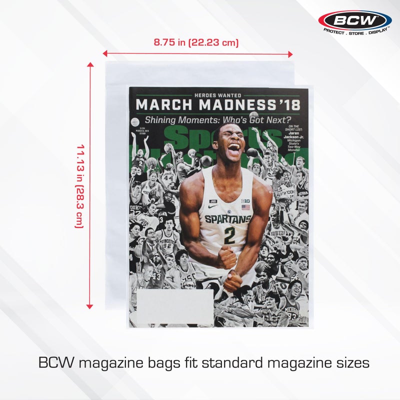 BCW Magazine Bags - 1 Pack of 100 | Acid-Free, Crystal Clear Polypropylene Sleeves for Archival-Quality Storage of Collectible Magazines | Protect and Showcase Your Valuable Comic Book Collection - Image 3