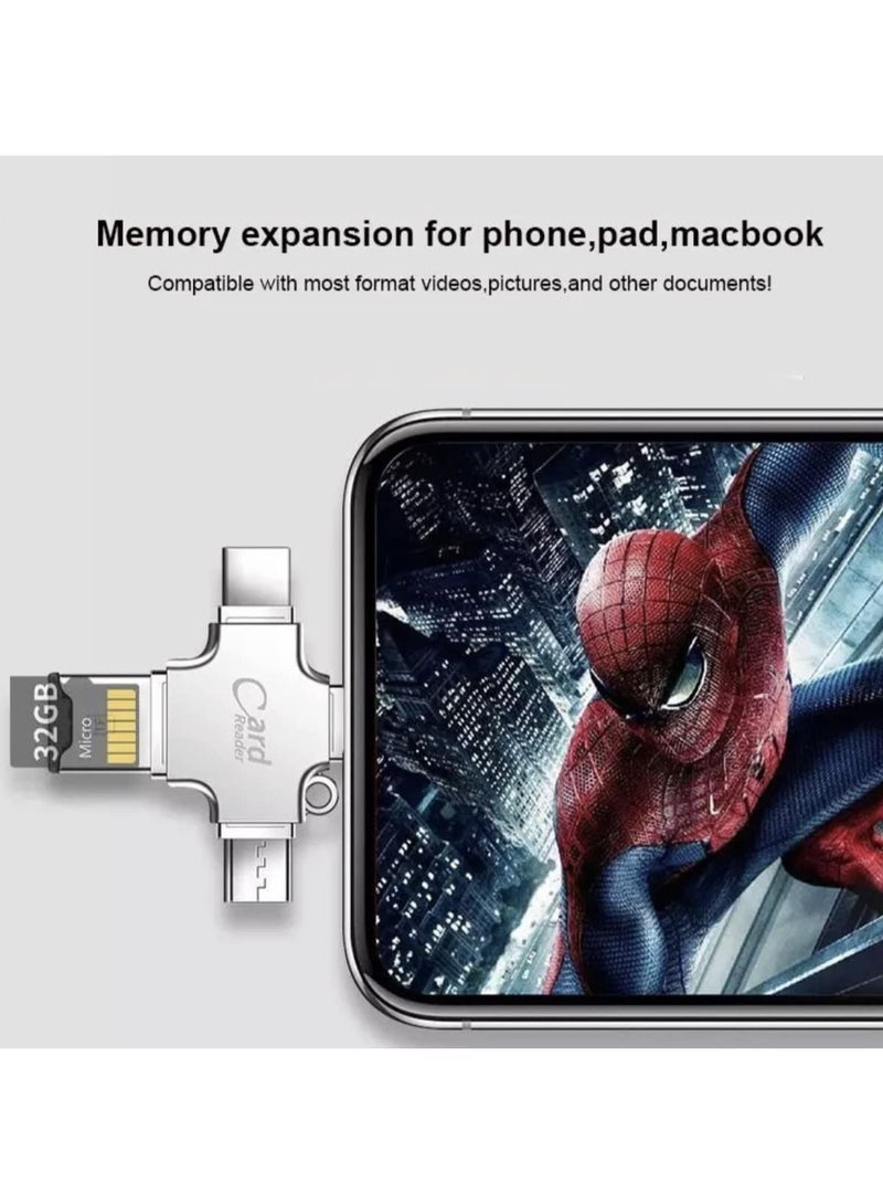Captaintech 4 in 1 Mini Universal Portable OTG to USB Micro SD Multiple Memory Card Reader Adapter USB Card compatible with Lightning Micro Type C Reader for iOS, Android, Samsung, Tablets, iPhone, iPad, MacBook - Image 3