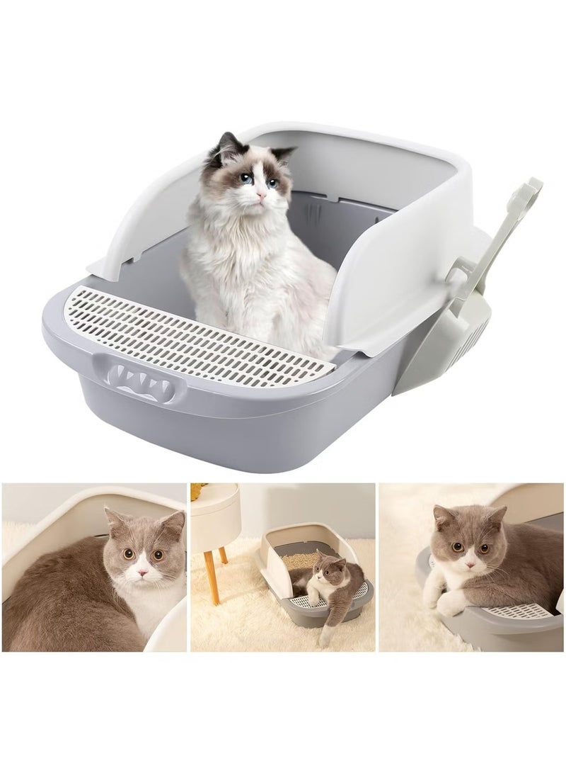 CuddleBuddy Open Cat Litter Tray with High Sides – Semi-Closed Large Plastic Cat Toilet with Scoop & Sanitary Container – Odor Control, Splash Prevention, Easy Clean Cat Box for Mess-Free Floors  - Image 4
