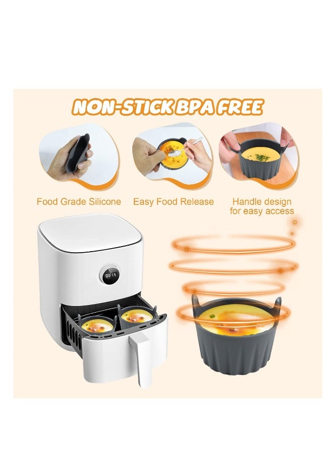 Generic - 6Pcs Air Fryer Egg Mold, Silicone Ramekins for Air Fryer, Nonstick Reusable Air Fryer, Egg Poacher Egg Bites Molds Maker Egg Pan, BPA Free for Oven Microwave, Sturdy and Durable (Gray*6) - Image 1