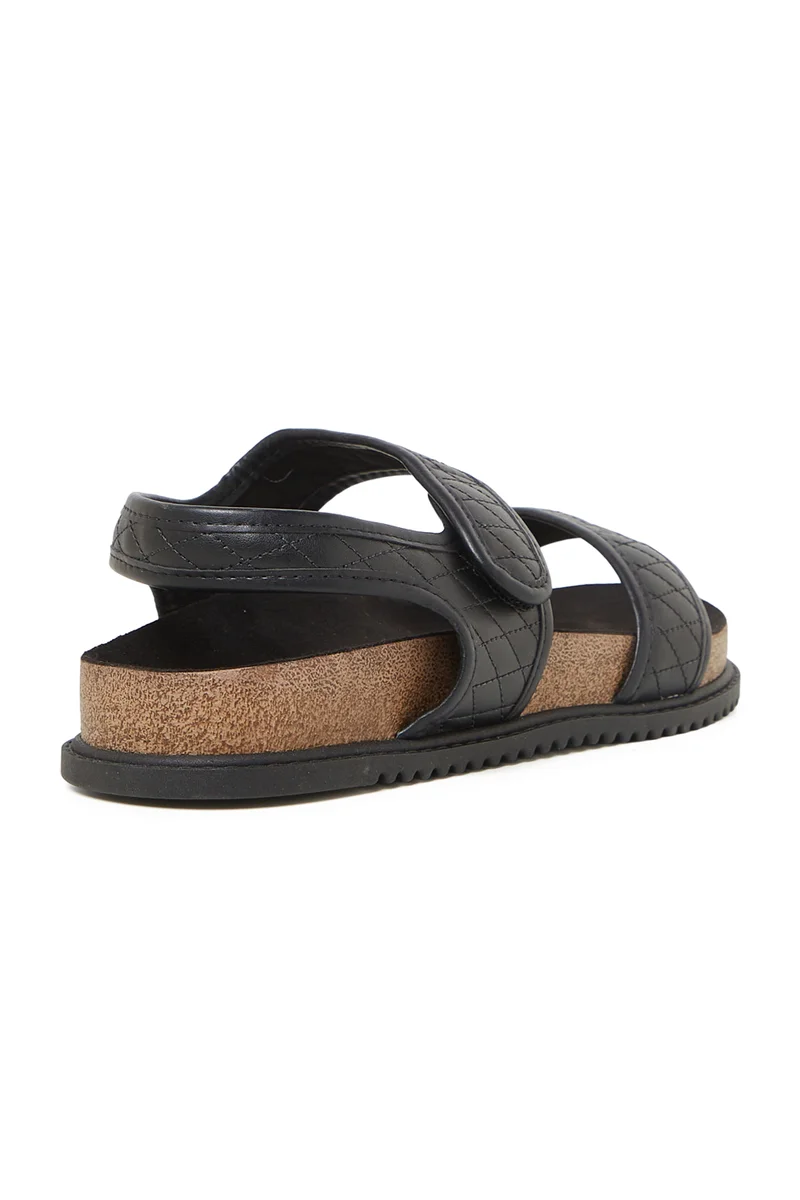 Beira Rio  BEIRA RIO SANDALS WITH BACK STRAP for LADIES – Black SANDALS with Sling Back | Comfortable PU Upper & TPR Sole for Women | Best Price UAE
