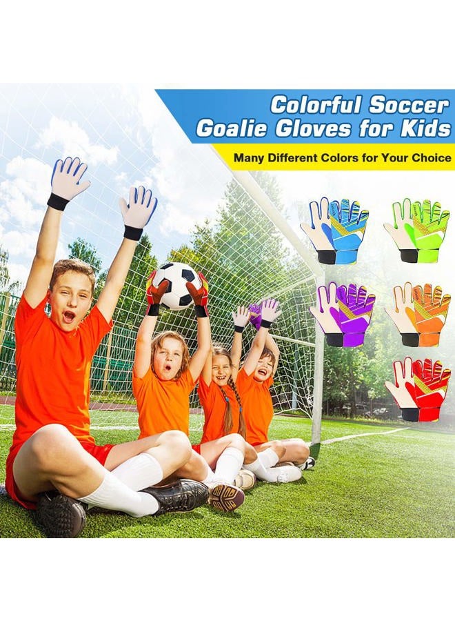 Jalunth Goalkeeper Goalie Soccer Gloves - Kids & Youth Football Goal Keeper Gloves with Embossed Anti-Slip Latex Palm and Soft PU Hand Back (Purple, 7) - Image 5