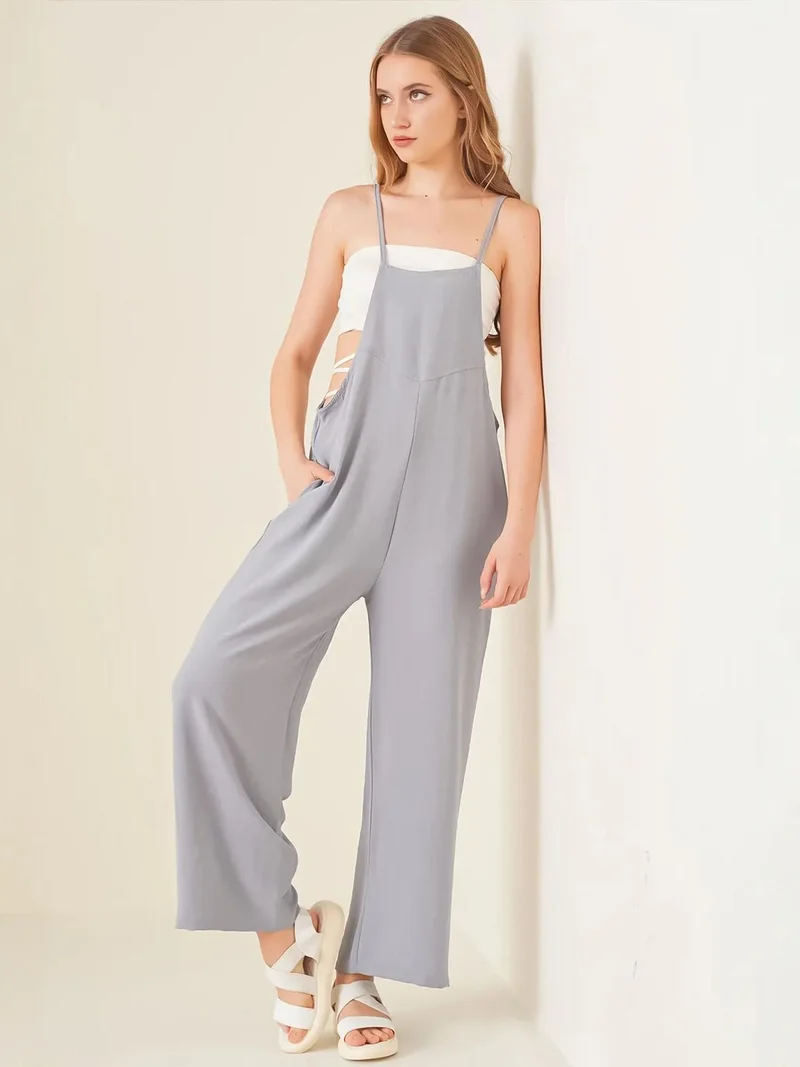 BIG DART BDART Relaxed Fit Wide Leg Jumpsuit with Square Collar