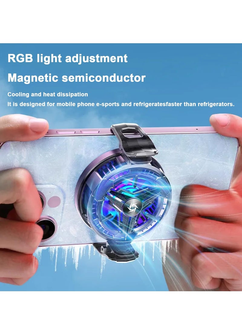 وسادة تبريد للهاتف المحمول، مبرد مغناطيسي للهاتف المحمول مع شريحة تبريد أشباه الموصلات، مروحة سطح مكتب USB عالمية، مناسبة لأجهزة Android / الكمبيوتر اللوحي / iPad 【شاشة رقمية للألعاب + مشبك + غلاف إ - Image 2