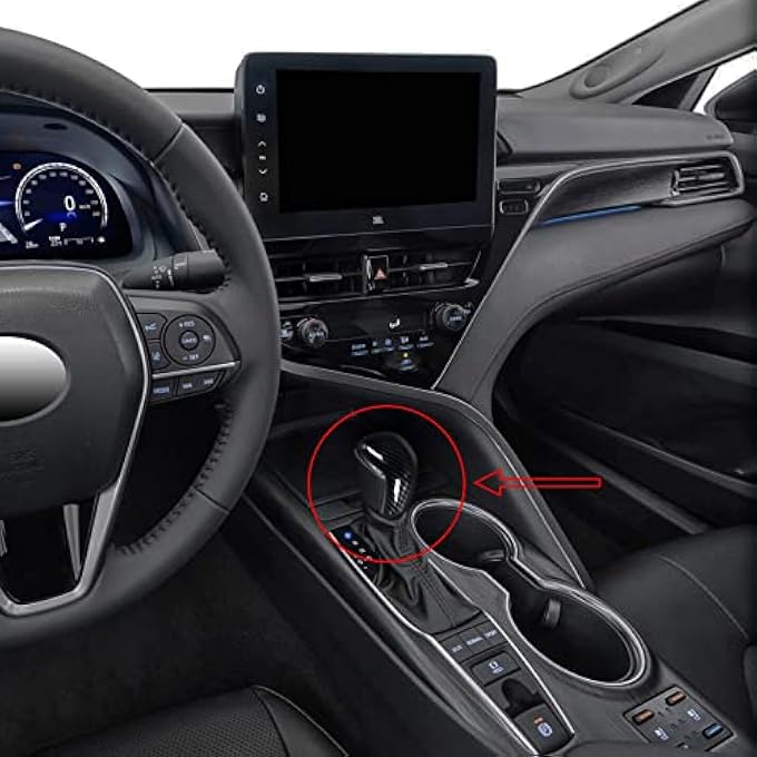 rayihni MAKINGTEC Carbon Fiber Gear Shift Knob Trim Cover Sticker Interior Accessories for Toyota Camry 2022 2021 2020 2019 2018 for Corolla Hatchback Avalon 2022 2021 2020 2019 Carbon Fiber - Image 5