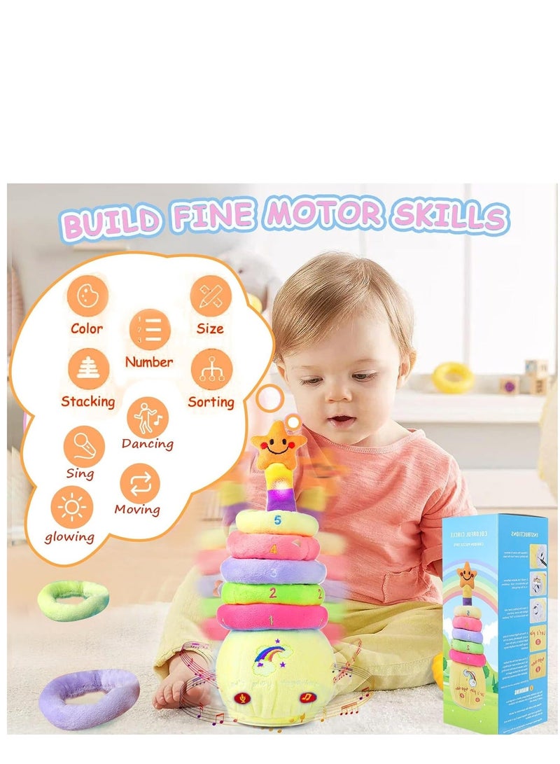 Dancing Stacking Rings Baby Toys, Singing Spinning Stacking Toys for Toddlers1-3, Montessori Sensory Toys Walking Repeats What You Say Similar to Dancing Cactus, Girl Boy Birthday Gifts - Image 2