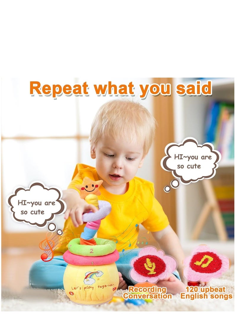 Dancing Stacking Rings Baby Toys, Singing Spinning Stacking Toys for Toddlers1-3, Montessori Sensory Toys Walking Repeats What You Say Similar to Dancing Cactus, Girl Boy Birthday Gifts - Image 5