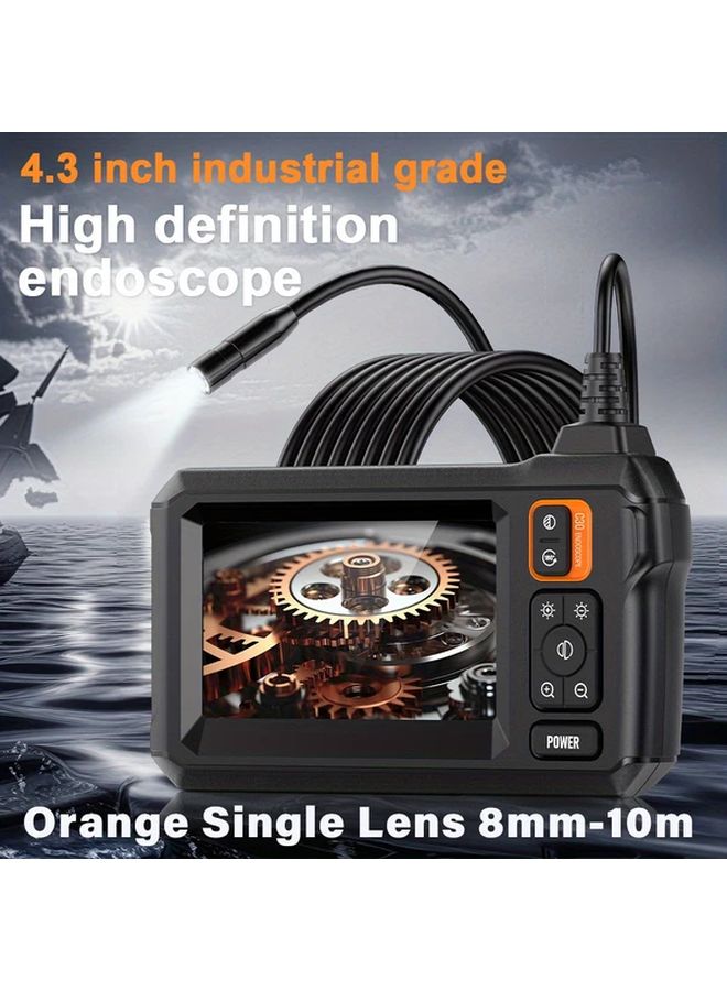 Orange 8mm Single Lens 4 3 Inch IPS LCD Endoscope Camera Dual USB Rechargeable Industrial Grade - Image 1