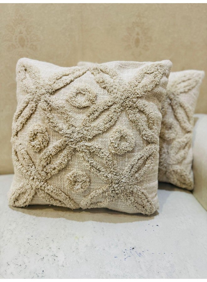 Furnistitchs Furnistitchs Premium Decorative Throw Cushion Pillow Cover Boho Home Decor - Living Room Bedroom Couch Sofa Cushion Covers 16 inch x 16 inch (2, Cream Arcs) - Image 1