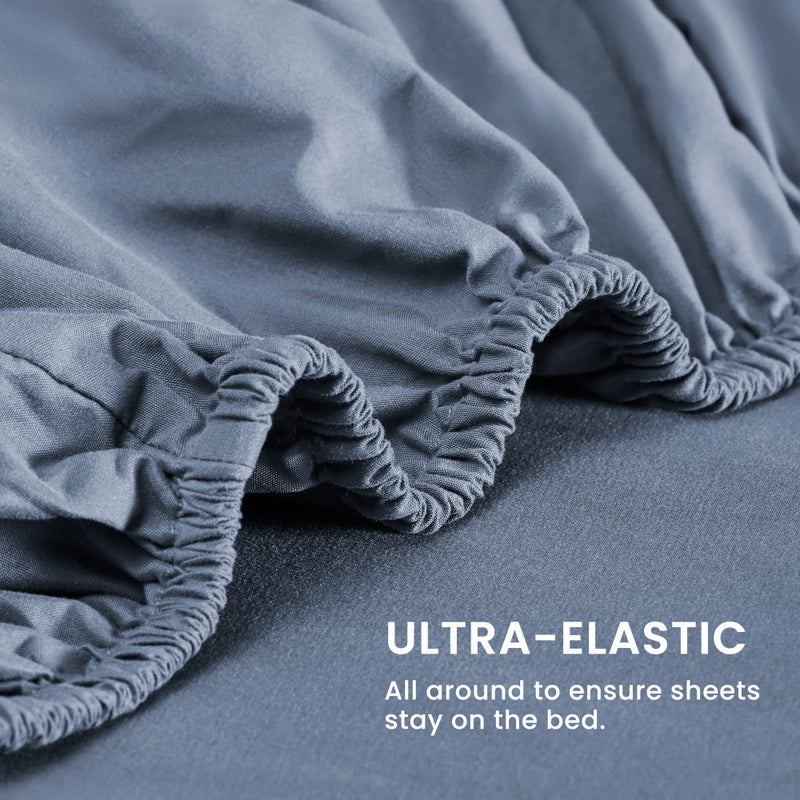 SLEEP ZONE مجموعة ملاءات أطفال سليب زون نانوتكس فائقة النعومة للتبريد حجم توين XL 3 قطع - ملاءة مسطحة وغطاء وسادة سهلة العناية - خالية من التجاعيد ومقاومة للتلاشي وعمق جيب 16" (أزرق فلينت توين XL) - Image 3