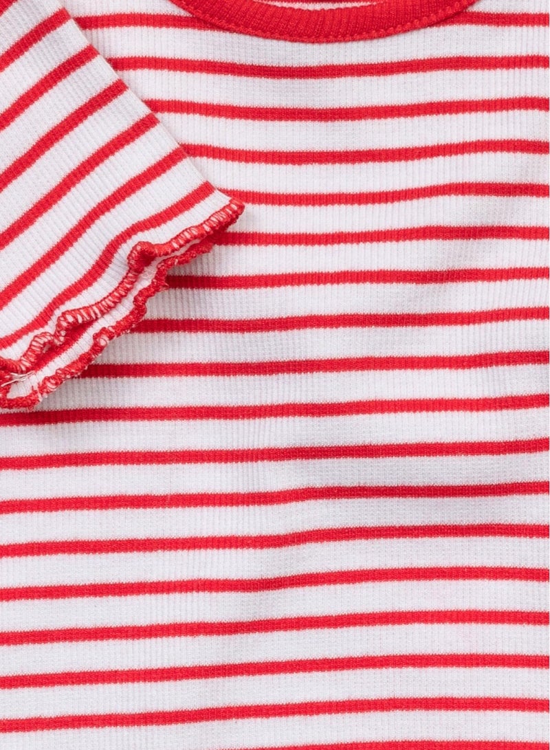 MINOTI Girls Ribbed Short Sleeve T-Shirt  - Image 3