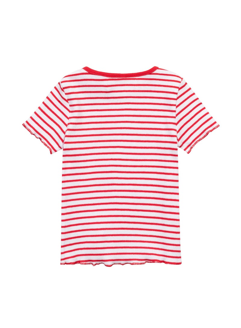 MINOTI Girls Ribbed Short Sleeve T-Shirt  - Image 2