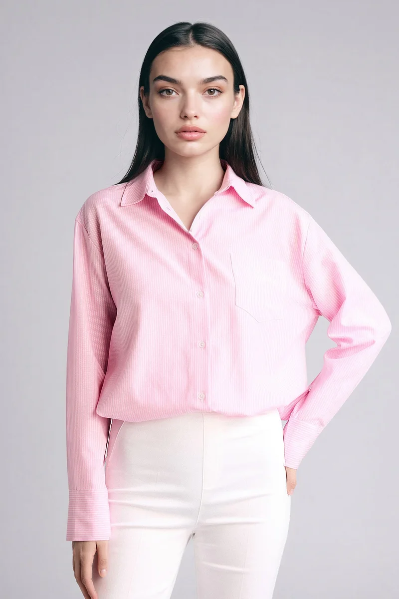 Defacto  Oversize Striped Oxford Shirt for Women | Best Price UAE