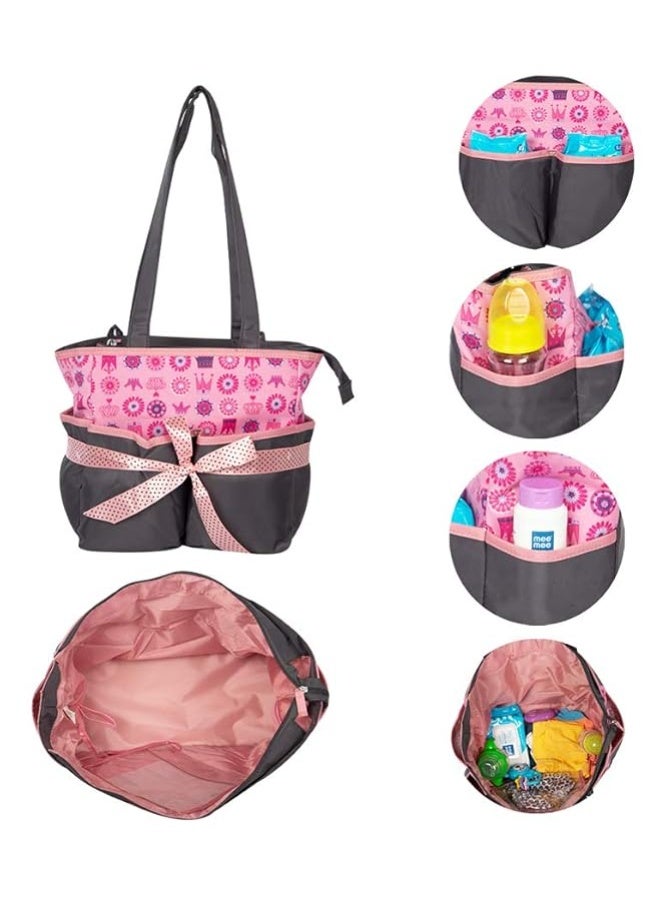 Mee Mee Nursing Diapers Bag |Adjustable Strap,Water&Stain Resistant BackPack |Spacious Bag With Multi Pockets for Keeping Milk Bottle With Diaper Changing Mat |All Baby Essentials In1 Bag (Grey) - Image 3