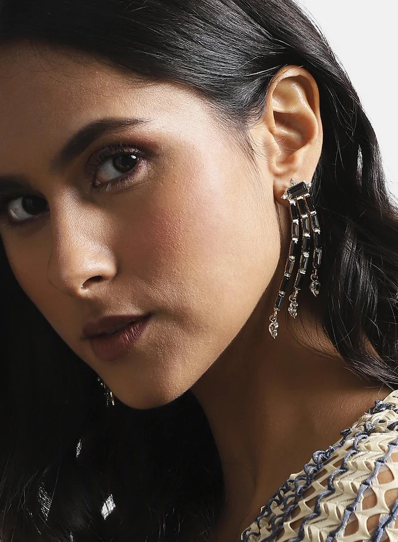 سوهي أقراط متدلية ثلاثية - أسود وفضي