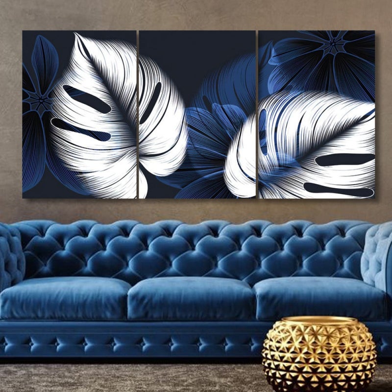Marktna Three luxurious modern canvas prints with a hollow frame, measuring (90×40), three pieces - Image 1