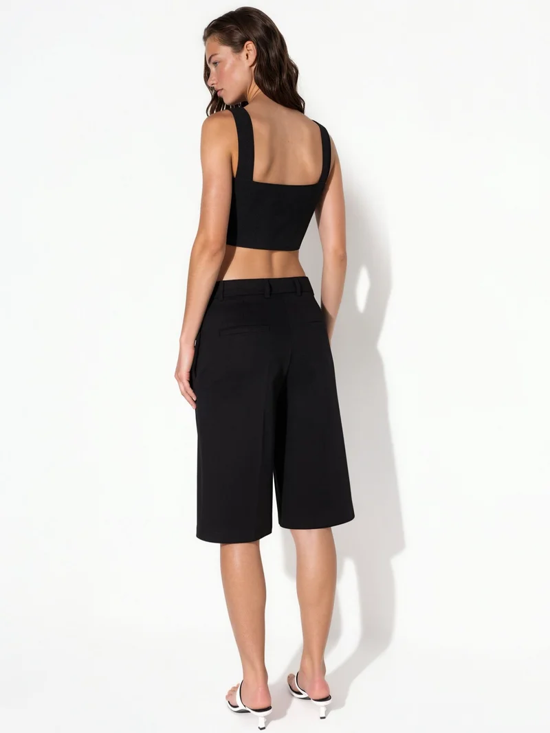 Hiccup Black Straight Fit Bermuda Shorts (w/out Belt) for Women | Best Price UAE