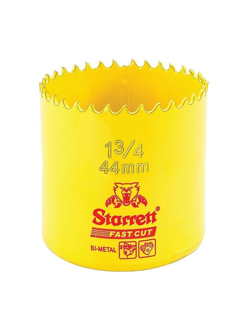 Starrett Starrett BiMetal Fast Cut Straight Pitch Hole Saw with Abrasion Resistant HSS Teeth  Ideal for Cutting Metal Steel and Wood  134 Diameter 158 Depth  FCH0134G  - Image 1