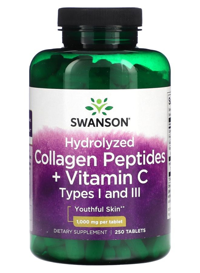 SWANSON ببتيدات الكولاجين المهدرجة + فيتامين C 1000 ملغ 250 قرص