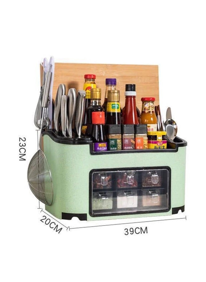 "Multifunctional Kitchen Condiment & Utensil Organizer – Spice Rack Storage Box with 6 Pull-Out Drawers"